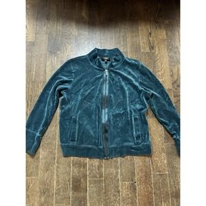 Talbots Women's Blue Velvet Full Zip Sweater Jacket Size Petite XL